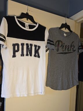 PINK Victoria's Secret Girls' Short Sleeve Colorblock Tee - Black & White